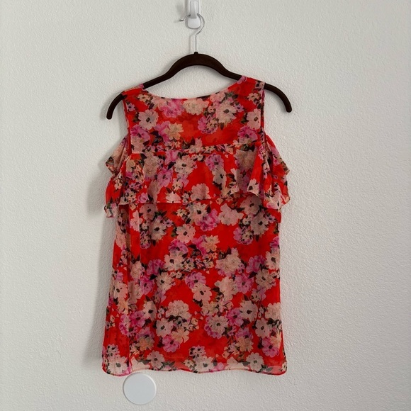 CAbi Women's Size Small Multicolor Floral Cold Shoulder Lush Top - Picture 5 of 5